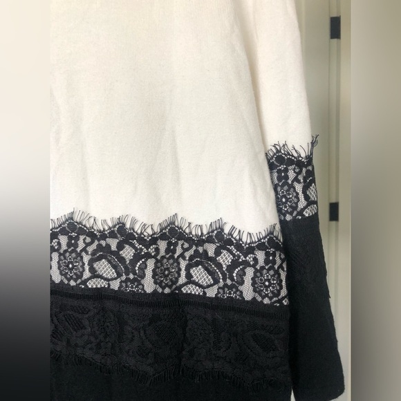 Cream And Black Sweater with Lace Detail By Belldini Women’s size Large - Picture 2 of 4